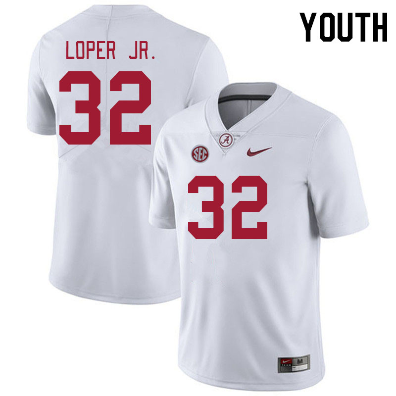 Youth #32 Jay Loper Jr. Alabama Crimson Tide College Footabll Jerseys Stitched-White